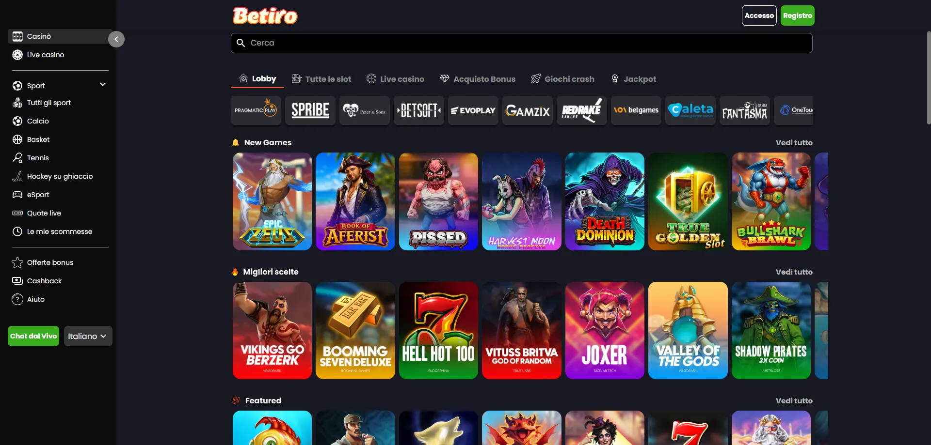 Slot machine Betiro Casino — termini del bonus code